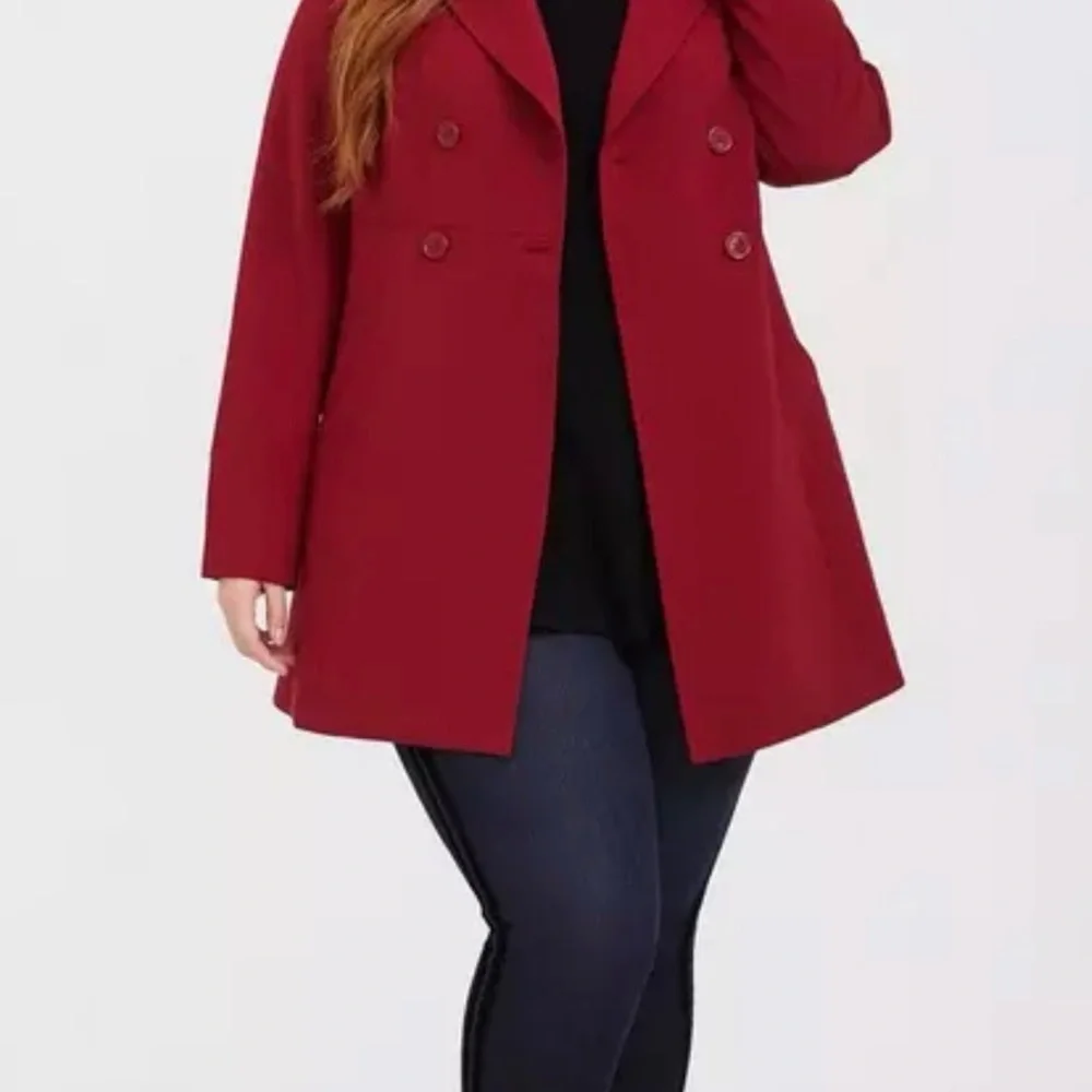 TORRID Twill A-Line Trench Red Coat size 5 Red - Picture 6 of 11